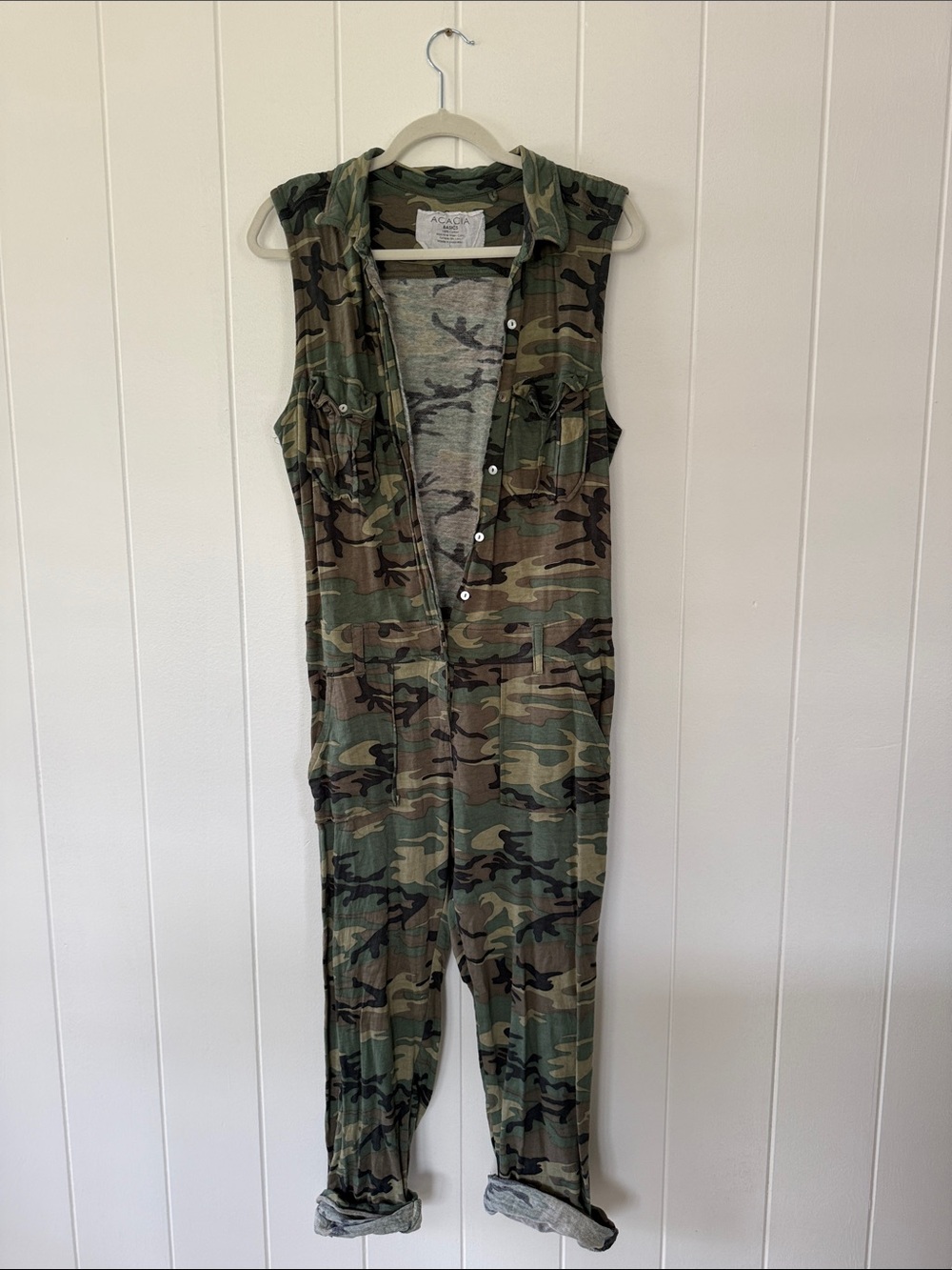 acacia swimwear Green Camo Sleeveless Jumpsuit